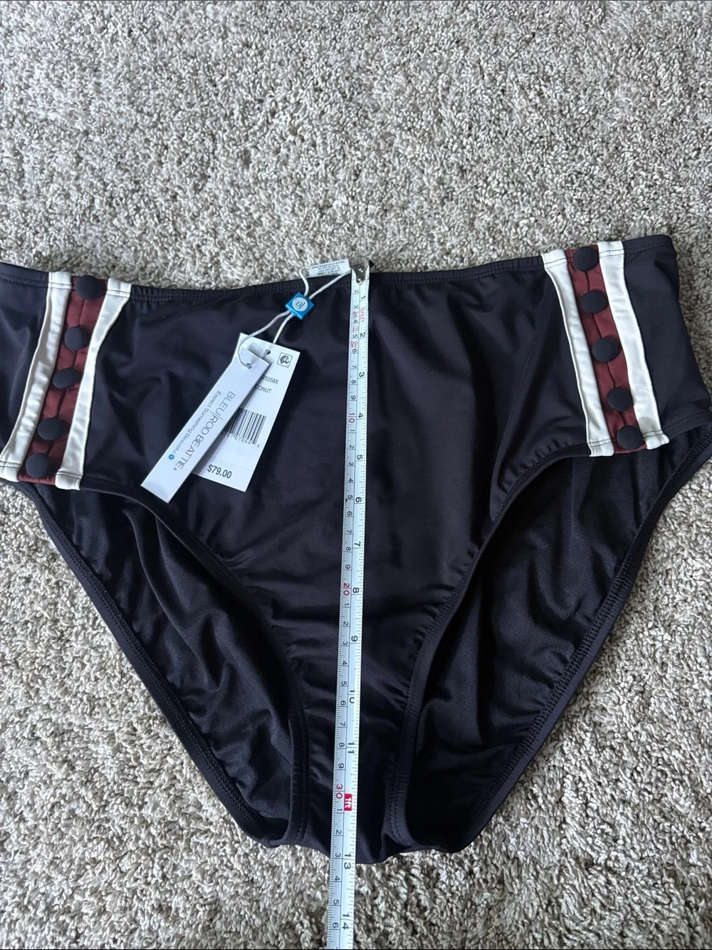 Black High-Waist Women’s Swim Bottom with Button Accent